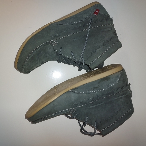 OLIBERTE Green Leather Suede Booties  Made in Africa EU Size 39 - Picture 3 of 6